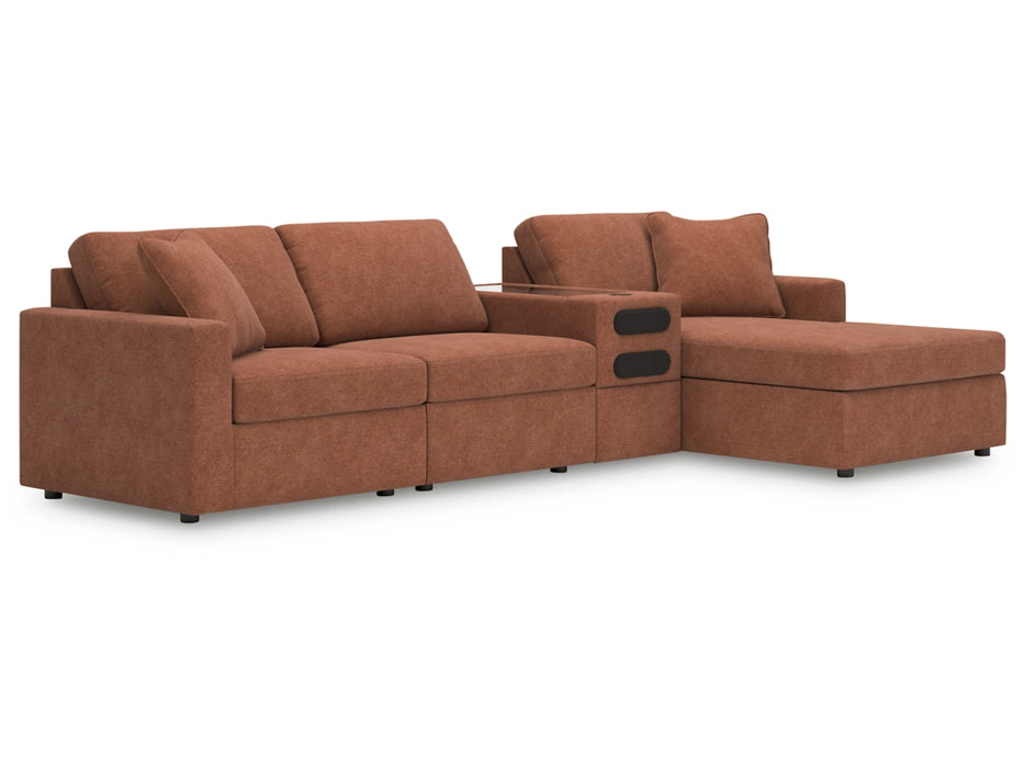 Modmax 4-Piece Modular Performance Fabric Sectional with Chaise and Audio Console