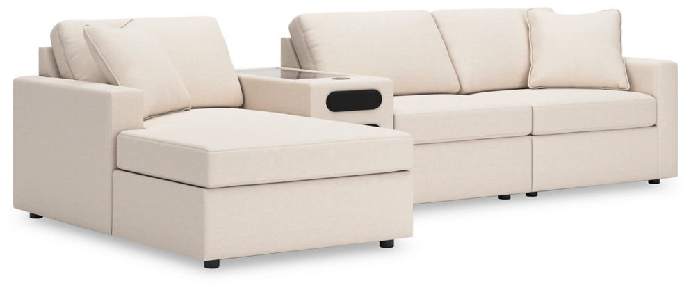 Modmax 4-Piece Modular Performance Fabric Sectional with Chaise and Audio Console