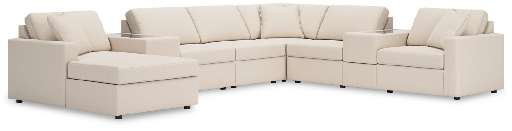 Modmax 8-Piece Modular Performance Fabric Sectional with Chaise and Storage Consoles