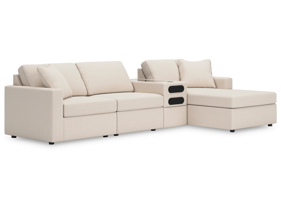 Modmax 4-Piece Modular Performance Fabric Sectional with Chaise and Audio Console