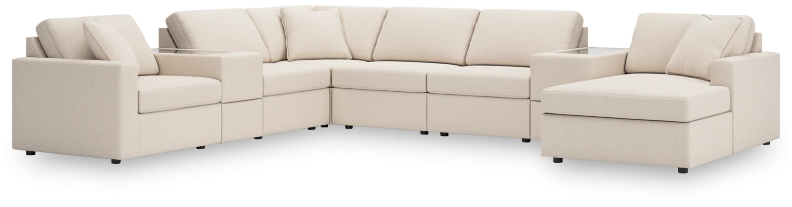 Modmax 8-Piece Modular Performance Fabric Sectional with Chaise and Storage Consoles