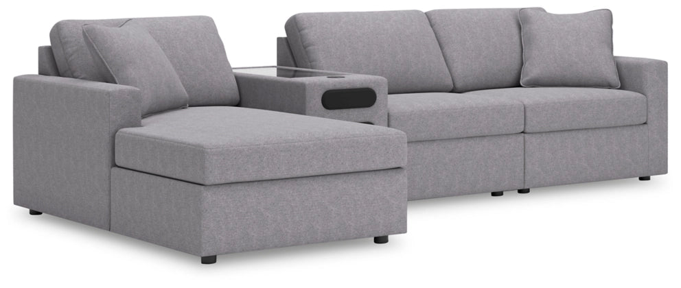 Modmax 4-Piece Modular Performance Fabric Sectional with Chaise and Audio Console