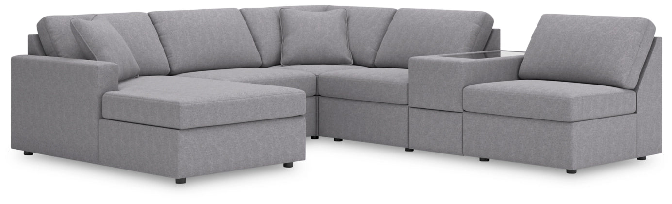 Modmax 6-Piece Modular Performance Fabric Sectional with Chaise and Storage Console