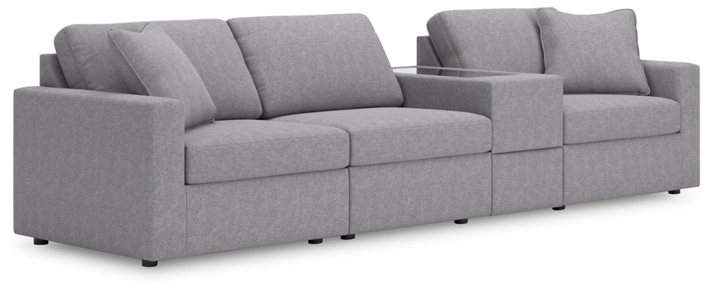 Modmax 4-Piece Modular Performance Fabric Sofa with Storage Console