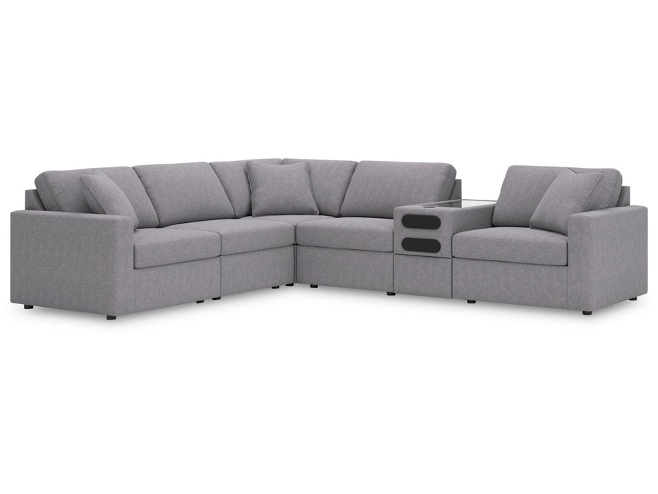 Modmax 6-Piece Modular Performance Fabric Sectional with Audio Console