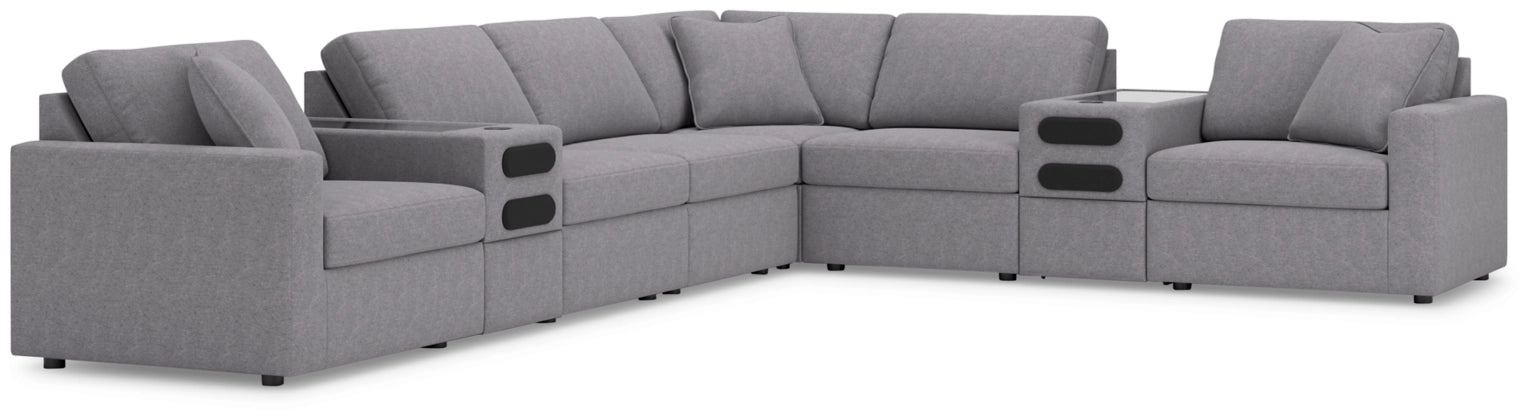 Modmax 8-Piece Modular Performance Fabric Sectional with Audio Consoles