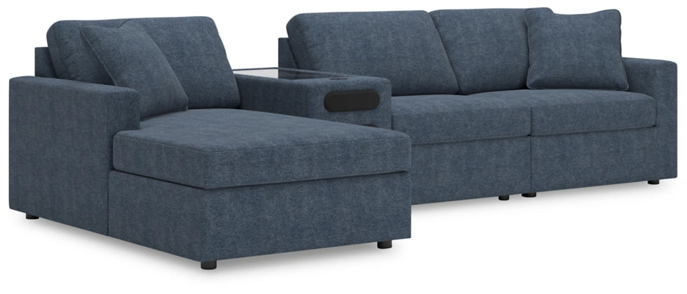 Modmax 4-Piece Modular Performance Fabric Sectional with Chaise and Audio Console