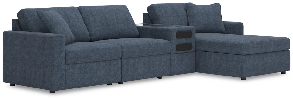 Modmax 4-Piece Modular Performance Fabric Sectional with Chaise and Audio Console