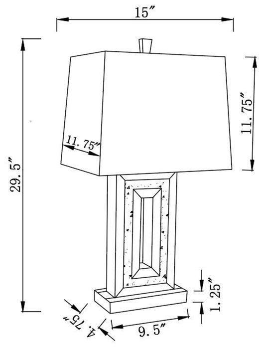 Coaster Ayelet Table Lamp with Square Shade White and Mirror Default Title