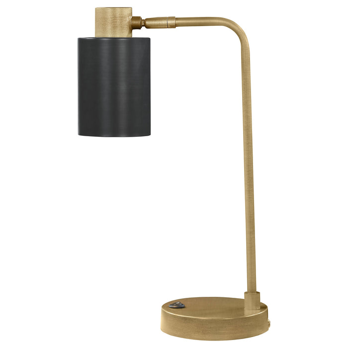 Coaster Cherise Adjustable Shade Table Lamp Antique Brass and Matte Black Default Title