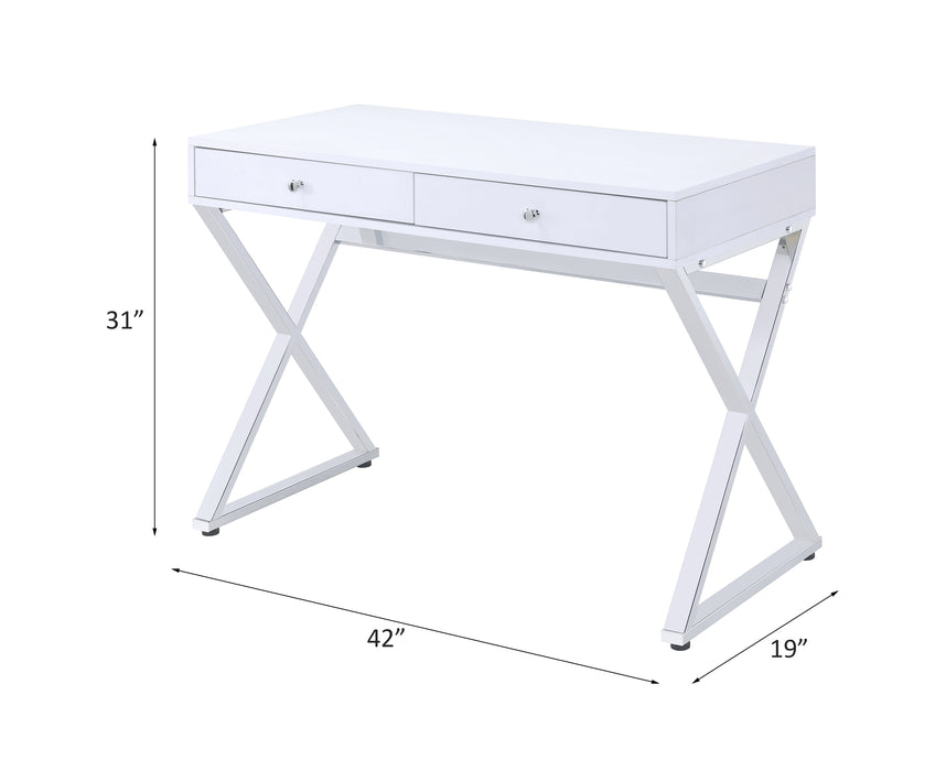 Coleen 42"L 2 Drawers Writing Desk with X-Frame Legs