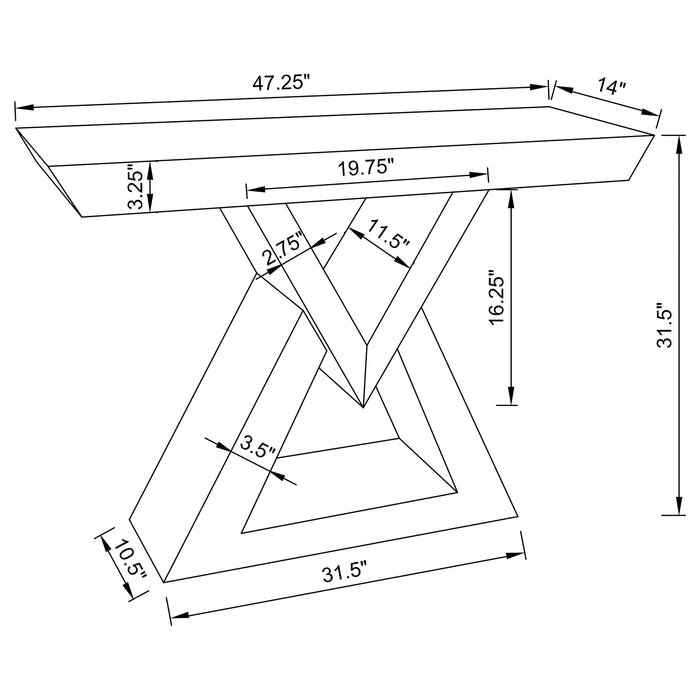 Cerecita Console Table with Triangle Base Clear Mirror