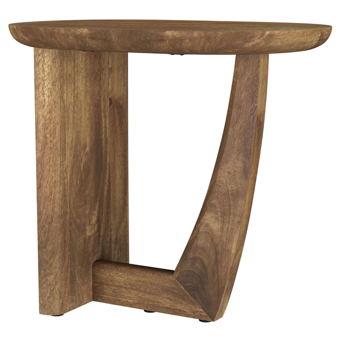 Fletcher Round Solid Mango Wood Accent Side Table Brown