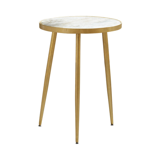Coaster Acheson Round Accent Table White and Gold Default Title