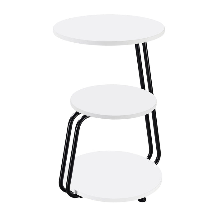 Coaster Hilly 3-tier Round Side Table White and Black Default Title