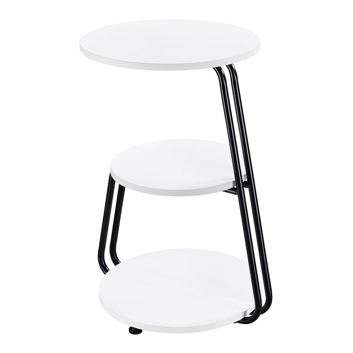 Coaster Hilly 3-tier Round Side Table White and Black Default Title