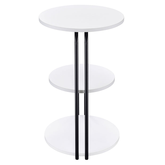 Coaster Hilly 3-tier Round Side Table White and Black Default Title