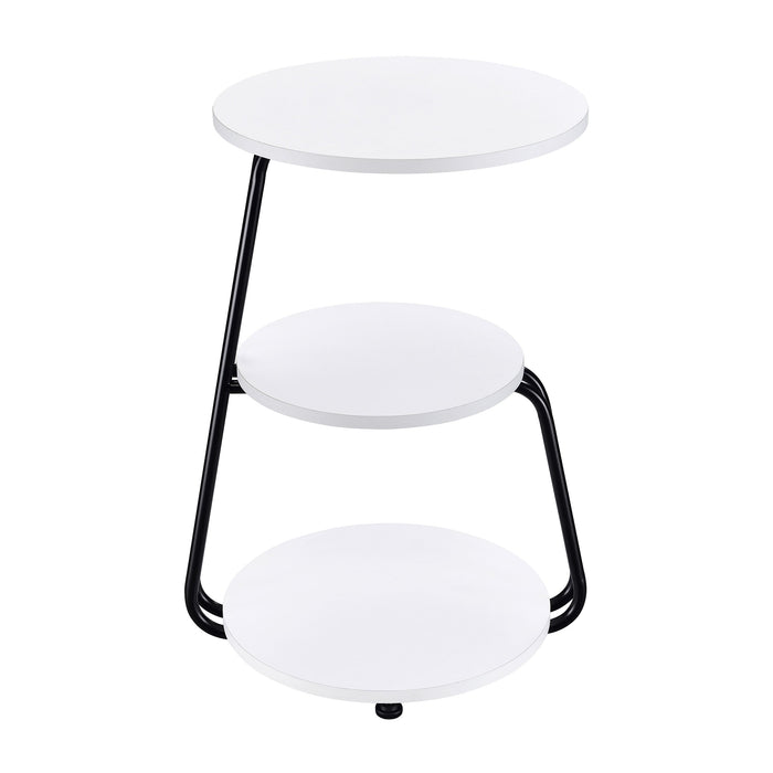 Coaster Hilly 3-tier Round Side Table White and Black Default Title