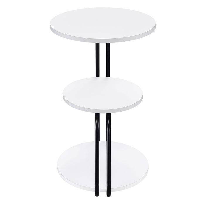 Coaster Hilly 3-tier Round Side Table White and Black Default Title