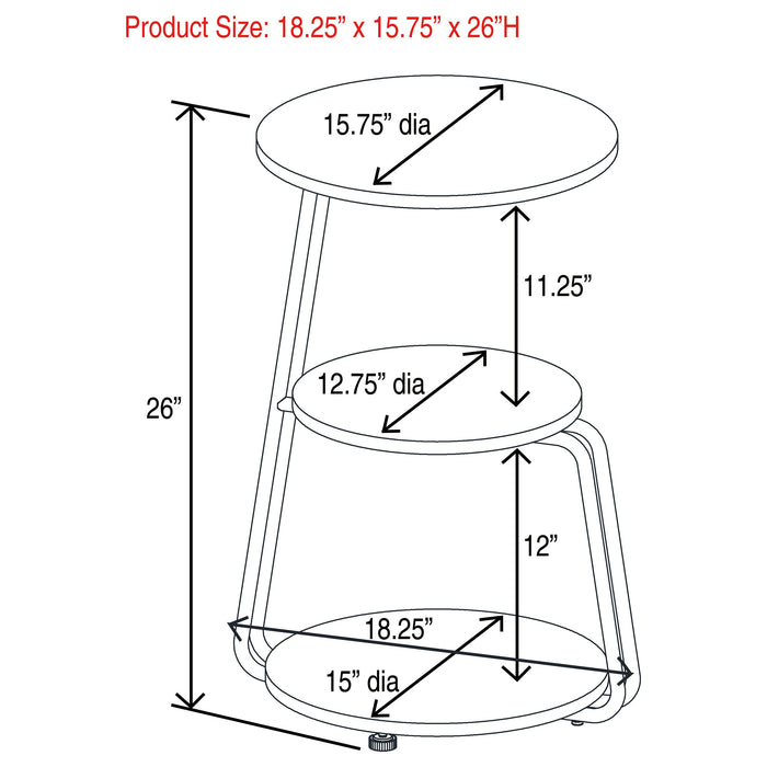 Coaster Hilly 3-tier Round Side Table White and Black Default Title