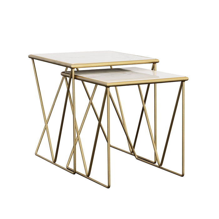 Coaster Bette 2-piece Nesting Table Set White and Gold Default Title