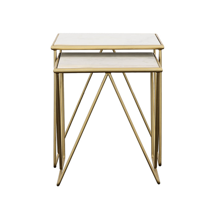 Coaster Bette 2-piece Nesting Table Set White and Gold Default Title