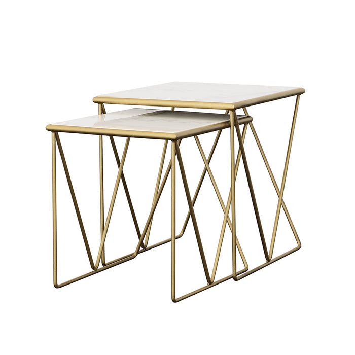 Coaster Bette 2-piece Nesting Table Set White and Gold Default Title