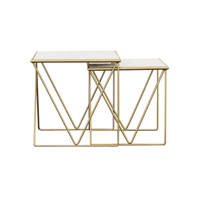 Coaster Bette 2-piece Nesting Table Set White and Gold Default Title