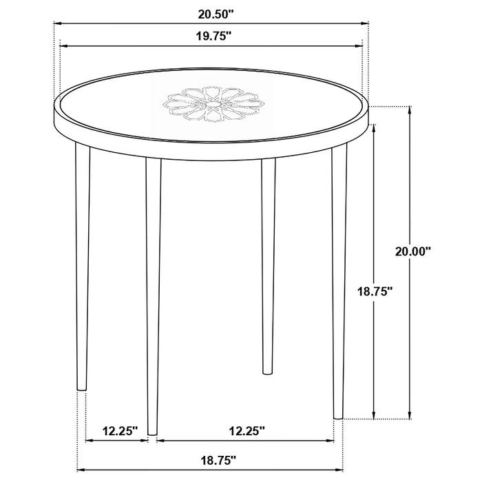 Coaster Kofi Round Marble Top Side Table White and Black Default Title