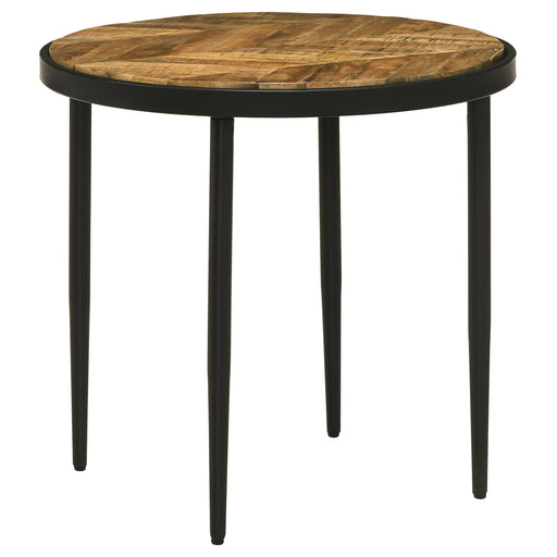 Coaster Hayden Metal Round Side Table Natural Mango and Black Default Title