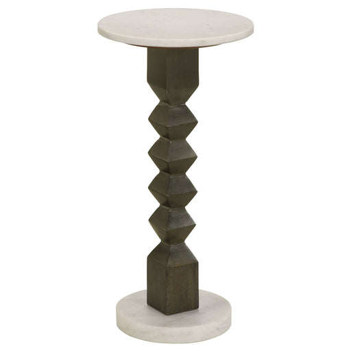 Coaster Colette Round Marble Top Side Table White and Dark Grey Default Title