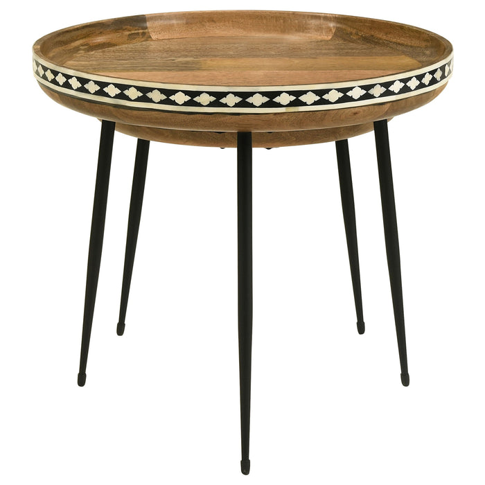 Coaster Ollie 2-piece Round Nesting Table Natural and Black Default Title