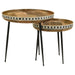 Coaster Ollie 2-piece Round Nesting Table Natural and Black Default Title