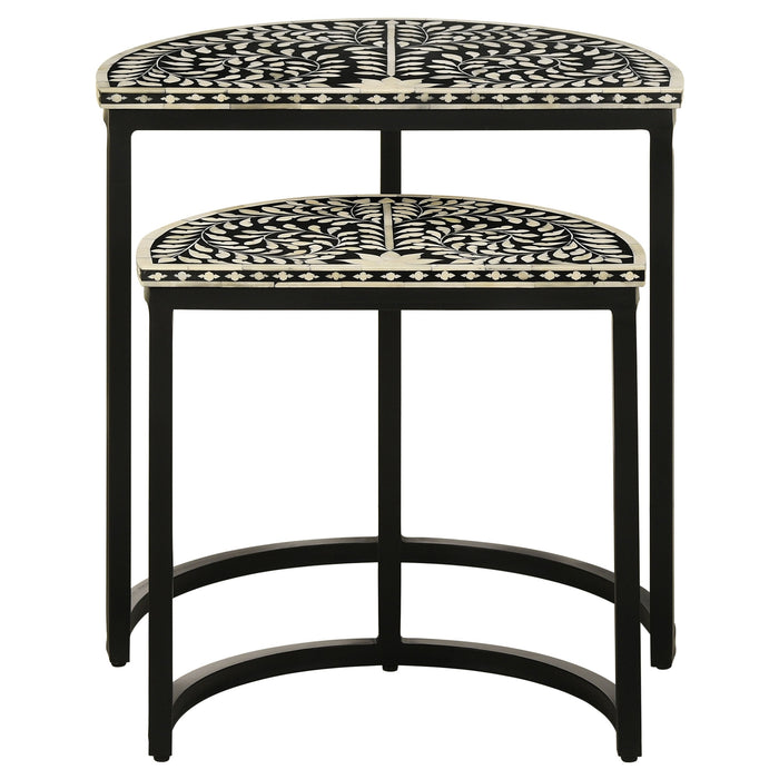 Coaster Zakiya 2-piece Demilune Nesting Table Black and White Default Title