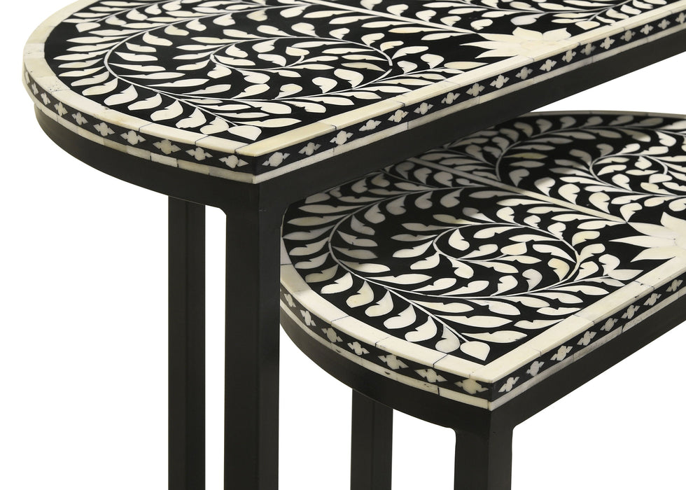 Coaster Zakiya 2-piece Demilune Nesting Table Black and White Default Title