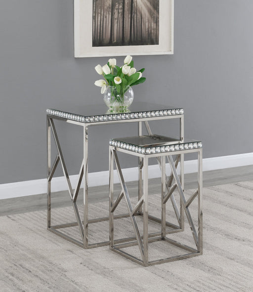 Coaster Betsy 2-piece Mirror Top Nesting Tables Silver Default Title