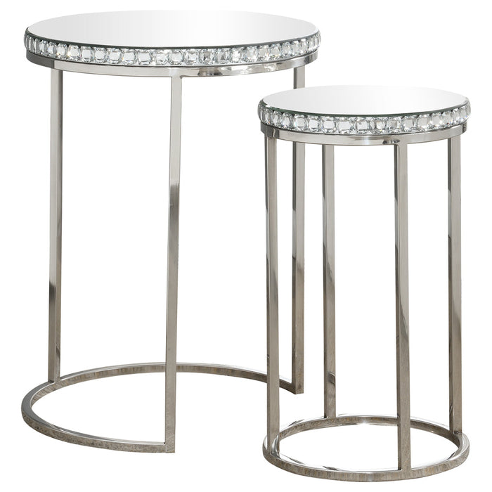 Coaster Addison 2-piece Round Nesting Table Silver Default Title