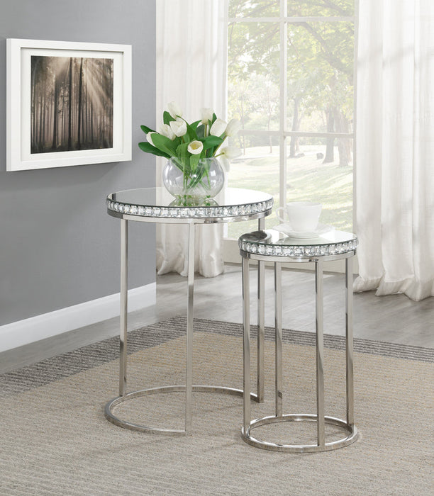 Coaster Addison 2-piece Round Nesting Table Silver Default Title