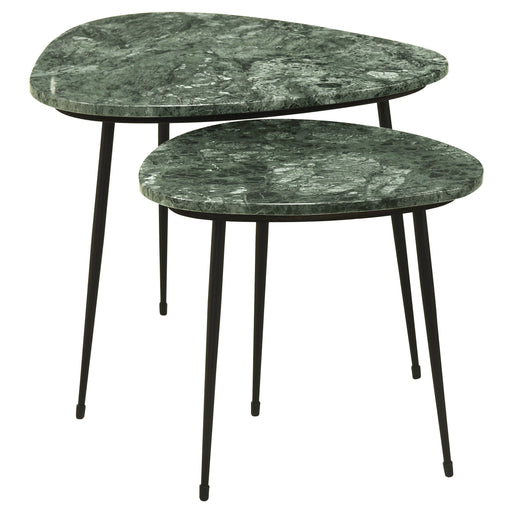 Coaster Tobias 2-piece Triangular Marble Top Nesting Table Green and Black Default Title