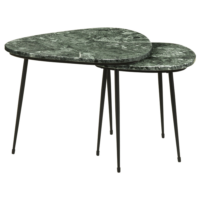 Coaster Tobias 2-piece Triangular Marble Top Nesting Table Green and Black Default Title