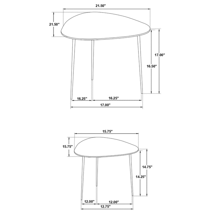 Coaster Tobias 2-piece Triangular Marble Top Nesting Table Green and Black Default Title