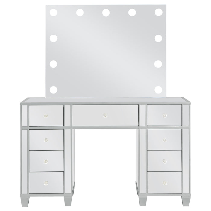 Coaster Allora 9-drawer Mirrored Storage Vanity Set with Hollywood Lighting Metallic Default Title