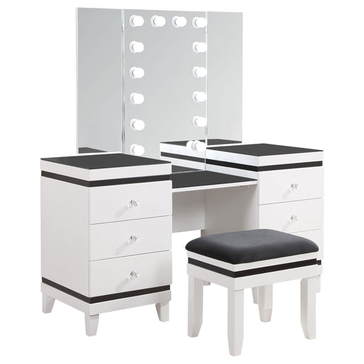 Coaster Talei 6-drawer Vanity Set with Hollywood Lighting Black and White Default Title