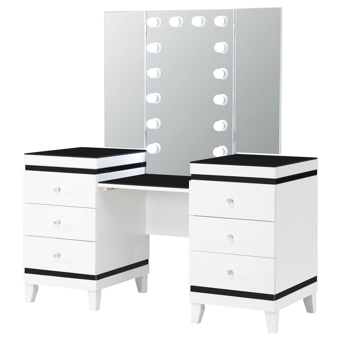 Coaster Talei 6-drawer Vanity Set with Hollywood Lighting Black and White Default Title