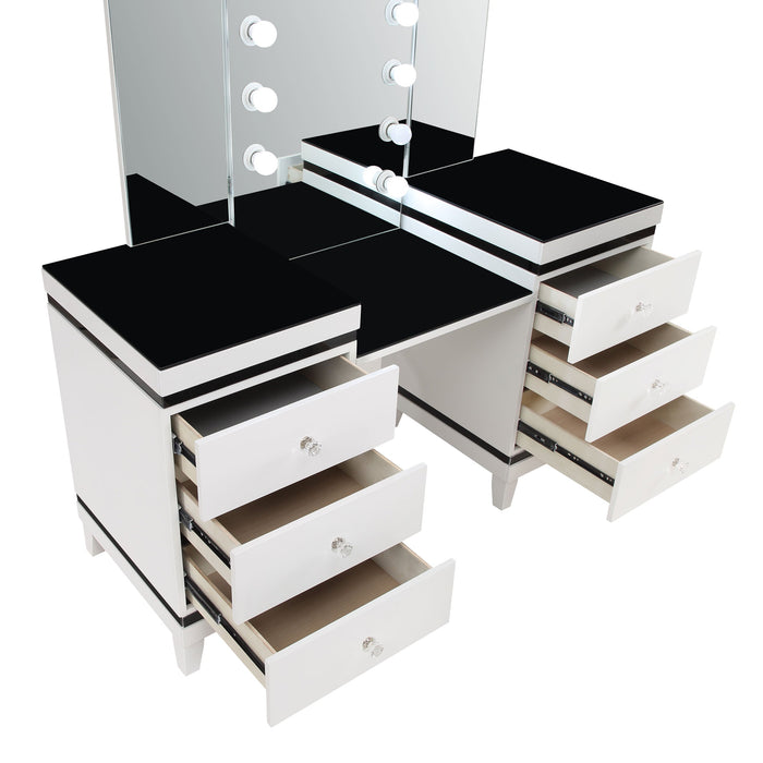 Coaster Talei 6-drawer Vanity Set with Hollywood Lighting Black and White Default Title