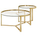 Coaster Delia 2-piece Round Nesting Table Clear and Gold Default Title