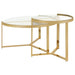 Coaster Delia 2-piece Round Nesting Table Clear and Gold Default Title