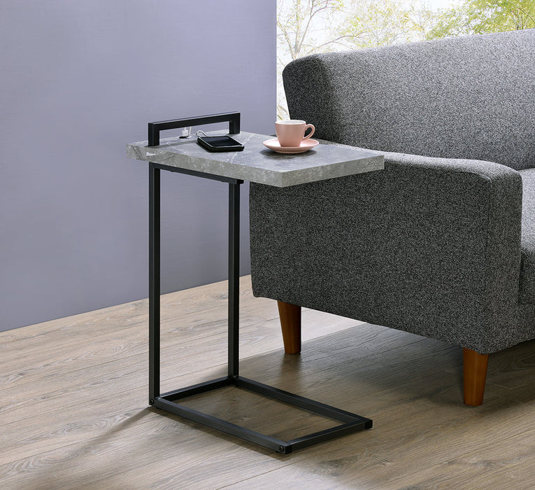 Coaster Maxwell C-shaped Accent Table Cement and Gunmetal Default Title