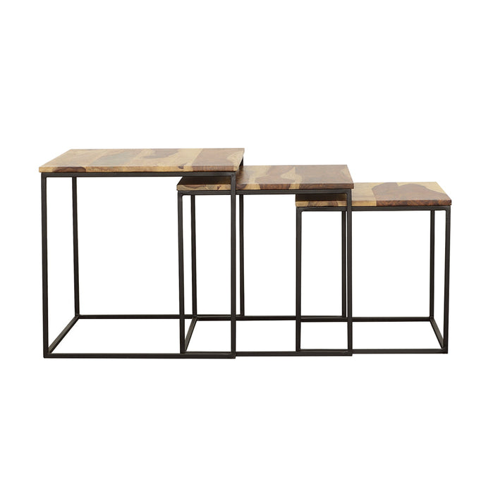 Coaster Belcourt 3-piece Square Nesting Tables Natural and Black Default Title