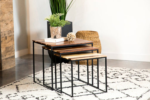 Coaster Belcourt 3-piece Square Nesting Tables Natural and Black Default Title